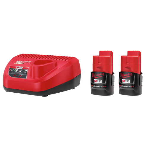 Milwaukee 48 11 2432p M12 Redlithium Cp 3 Ah Lithium Ion Compact Battery 2 Pack And Charger Kit Cpo Outlets
