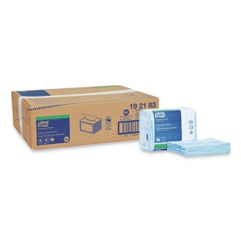 Tork 11.75 x 14.75 1-Ply Small Pack Foodservice Cloth - Blue/White/Unscented (4/Carton)