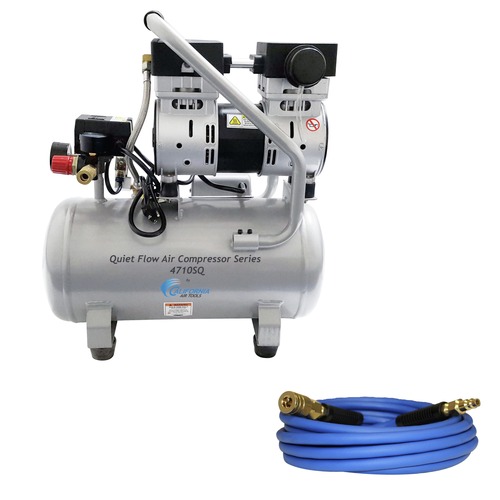 Stationary Air Compressors | California Air Tools 4710SQH 4.7 Gallon 1 HP Quiet Flow Steel Tank Air Compressor Hose Kit image number 0