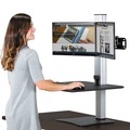 Monitor Stands | Victor DC450 28 in. x 23 in. x 20.25 in. High Rise Electric Dual Monitor Standing Desk Workstation - Black/Aluminum image number 0