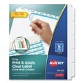 Office Jansan | Avery 11440 Index Maker 11.25 in. x 9.25 in. 5-Tab Extra Wide Tab Print and Apply Clear Label Dividers - White/White Tabs (5/Pack) image number 0