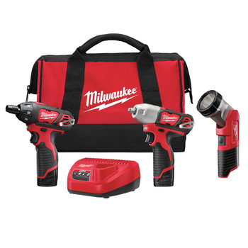 Milwaukee 2491-23 M12 Cordless 3-Tool Combo Kit (1.5 Ah)