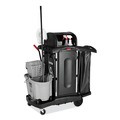 Cleaning Carts | Rubbermaid Commercial 1861427 Executive High Security 23.1 in. x 39.6 in. x 27.5 in. Janitorial Cleaning Cart - Black image number 3