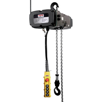 JET 144009K 460V 2 Ton 20 ft. Lift Corded Electric Chain Hoist with 2 Speed Trolley and 4 Button 16 ft. Wired Pendant