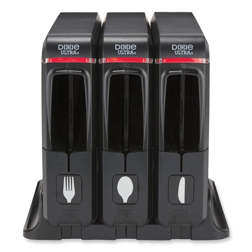 Cutlery | Dixie SSW3D85 12.44 in. x 11.17 in. x 10.5 in. SmartStock Wrapped Cutlery Dispenser - Black (1/Carton) image number 0