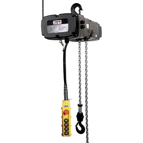 JET 144002K 460V 1/2 Ton 15 ft. Lift Corded Electric Chain Hoist with 2 Speed Trolley and 4 Button 11 ft. Wired Pendant image number 0