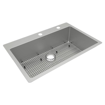 Elkay ECTSRS33229TBGFR2 (1-Kit) Crosstown 33 in. x 22 in. x 9 in. 18-Gauge Stainless Steel FR2-Hole Single Bowl Dual Mount Sink Kit