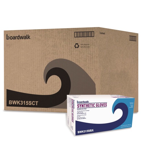 Veterans Day Sale! Save 11% on Select Tools | Boardwalk BWK315SCT 4 mil 9.5 in. Long Powder-Free Synthetic Vinyl Gloves - Small, Cream (100/Box, 10 Boxes/Carton) image number 0