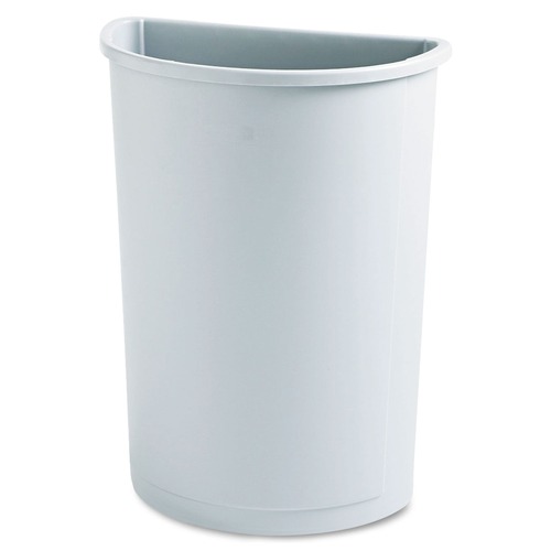 Trash & Waste Bins | Rubbermaid Commercial FG352000GRAY 21 Gallon Plastic Half-Round Untouchable Waste Container - Gray image number 0