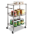 Mothers Day Sale! Save an Extra 10% off your order | Alera ALESW342416BA 28 in. x 16 in. x 39 in. 500-lb. Capacity Three-Tier Wire Rolling Cart - Black Anthracite image number 6