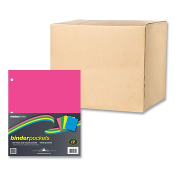 Roaring Spring 50725 9 in. W x 11 in. H Binder Pocket - Assorted Colors (12/Carton)