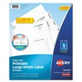  | Avery 14440 11 in. x 8.5 in. 5 Big Tab Printable Large White Label Tab Dividers - White (20/PK) image number 0