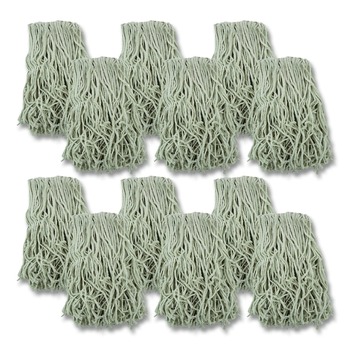 Boardwalk 16 oz. Cut-End Banded Cotton Banded Mop Head - White (12/Carton)