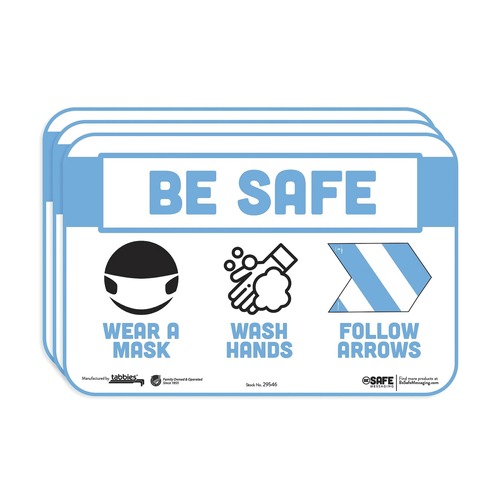 Floor Signs | Tabbies 29546 BeSafe Messaging 9 in. x 6 in. Education Wall Signs - Blue/White (3/Pack) image number 0