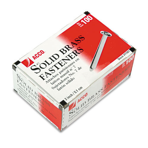 Office Jansan | ACCO A7071507A 2 in. Capacity No. 7 Brass Prong Paper Fasteners - Brass (100/Box) image number 0