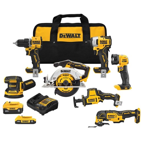 Combo Kits | Factory Reconditioned Dewalt DCK700D1P1R 20V MAX XR Brushless Lithium-Ion Cordless 7-Tool Combo Kit (5 Ah/2 Ah) image number 0