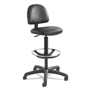 Safco 3406BL Precision Extended-Height Swivel Stool with Adjustable Footring (Black Vinyl)