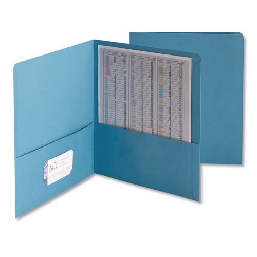 Office Jansan | Smead 87852 11 in. x 8.5 in. 100-Sheet Capacity Two-Pocket Folder - Blue (25/Box) image number 0
