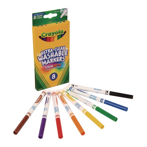 Bulk Savings Pricing 2 | Crayola 587809 Fine Bullet Tip Ultra-Clean Washable Markers - Assorted Colors (8/Set) image number 0