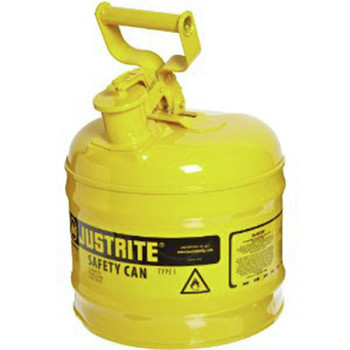 GAS CANS | Justrite 7120200 Type 1 2 Gallon Steel Safety Can for Diesel - Yellow