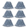 Mops | Rubbermaid Commercial FGD21206BL00 Super Stitch Blend Medium Cotton/Synthetic Mop Head - Blue (6/Carton) image number 0