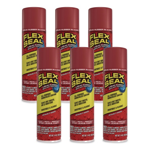 Adhesives & Glues | Flex Seal Products FSREDR20 14 oz Flex Seal Liquid Rubber Sealant Coating Aerosol - Dries Red (6/Carton) image number 0