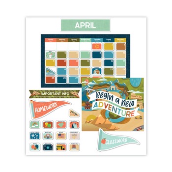 Carson-Dellosa 123-Piece 23 in. x 13 in. Let's Explore Calendar Bulletin Board Set - Multicolor