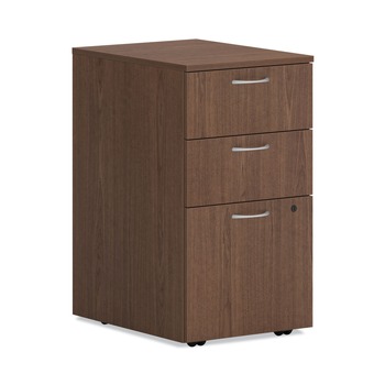 HON 15 in. x 20 in. x 28 in. 3-Drawers Left or Right Mod Mobile Pedestal - Legal/Letter, Sepia Walnut