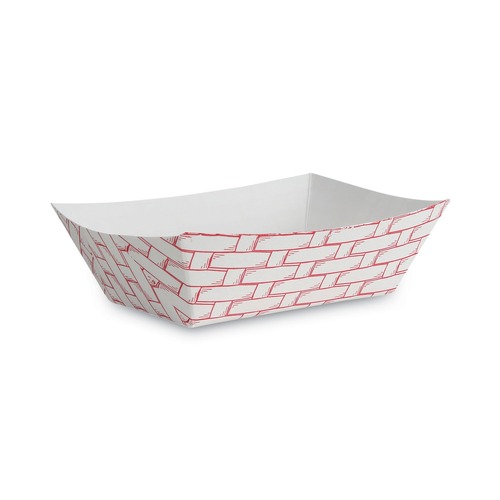  | Boardwalk BWK30LAG100 1 lbs. Capacity Paper Food Baskets - Red/White (1000/Carton) image number 0