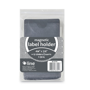 C-Line 4.25 in. x 2.5 in. Side Load Slap-Stick Magnetic Label Holders - Gray (10/Pack)