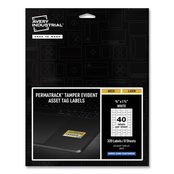 Avery PermaTrack 0.75 in. x 1.5 in. Laser Printers Tamper-Evident Asset Tag Labels - White (320/Pack)