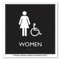 Floor Signs | Headline Sign 66913 8 in. x 8 in. Women Accessible Plastic ADA Sign - Clear/White image number 2