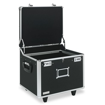 Vaultz 17.5 in. x 15.5 in. x 14.5 in. Locking Mobile Letter/Legal File Chest - Black/Chrome