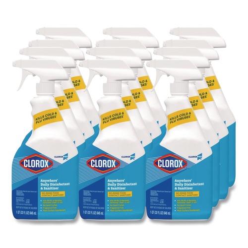 Disinfectants | Clorox 01698 32 oz. Spray Bottle Anywhere Daily Disinfectant and Sanitizer (12/Carton) image number 0