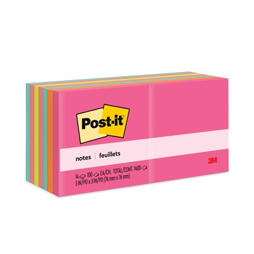 Bulk Savings Pricing 2 | Post-it Notes 654-14AN 3 in. x 3 in. Original Pads - Poptimistic Colors (14 Pads/Pack) image number 0