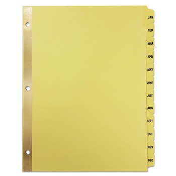 Universal 11 in. x 8.5 in. 12-Tab Jan. to Dec. Deluxe Preprinted Plastic Coated Tab Dividers with Black Printing - Buff (1 Set)