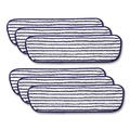 Mops | Rubbermaid Commercial FGQ80000WH00 18 in. x 5.5 in. Microfiber Finish Pad - Blue/White (6/Box) image number 0