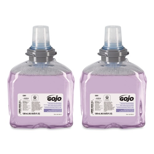 Cleaning & Janitorial Supplies | GOJO Industries 5361-02 1,200 mL TFX Luxury Foam Hand Wash Refill - Cranberry Scent (2/Carton) image number 0