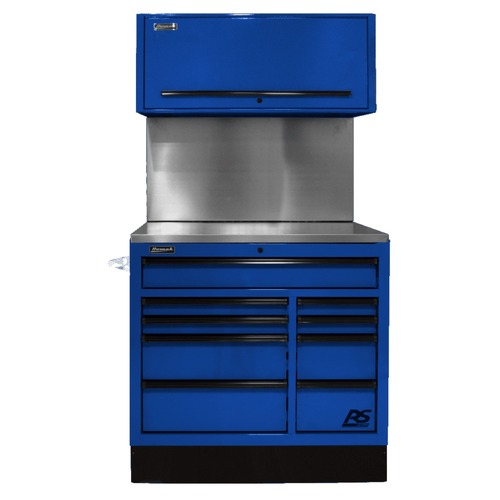 Cabinets | Homak BLCTS41001 41 in. CTS Set with Solid Backsplash - Blue image number 0