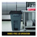 Trash & Waste Bins | Rubbermaid Commercial 1971956 50 Gallon Brute Step-On Rollouts - Metal/Plastic, Gray image number 3