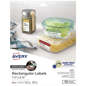 Avery 1.25 in. x 2.38 in. Dissolvable Labels with Sure Feed - White (90/Pack)