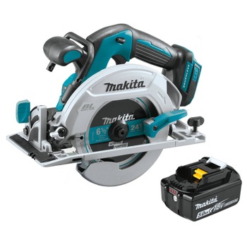 Makita 18V LXT Brushless 6‑1/2 in. Cordless Circular Saw with Lithium‑Ion Battery Bundle (5 Ah)