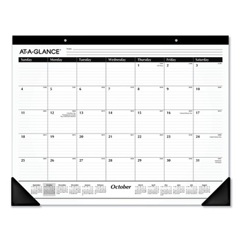 AT-A-GLANCE SK2416-00-26 16-Month: Sep 2025 to Dec 2026 21.75 in. x 17 in. Academic Year Ruled Desk Pad - White Sheets, Black Binding/Black Corners
