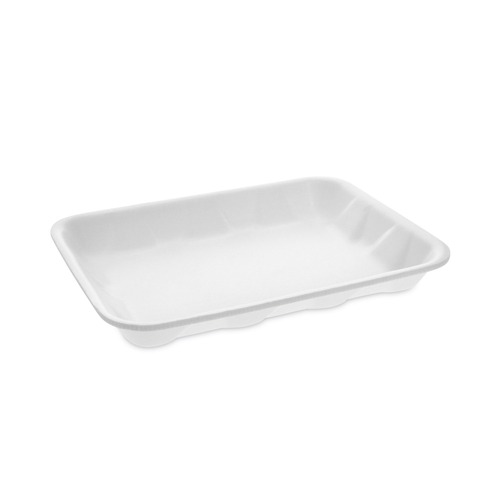 Food Trays, Containers, and Lids | Pactiv Corp. 0TF104D10000 9.5 in. x 7 in. x 1.25 in. No. 4D Foam Meat Tray - White (500/Carton) image number 0