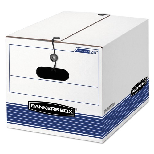 Bankers Box 0002501 12.25 in. x 16 in. x 11 in. Letter/Legal Files Medium-Duty Strength Storage Boxes - White,Blue (4/Carton) image number 0