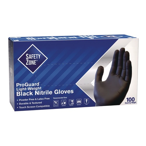 Disposable Gloves | Safety Zone GNPR-XL-BK ProGuard Powder Free Nitrile Gloves - X-Large Black (1000/Carton) image number 0