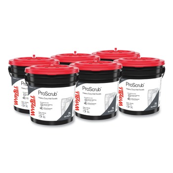 WypAll Power Clean ProScrub 9.5 in. x 12 in. Pre-Saturated Wipes - Citrus Scent, Green (75/Bucket, 6 Buckets/Carton)