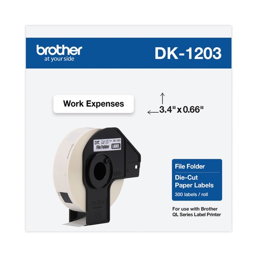 Bulk Savings Pricing 2 | Brother DK1203 0.66 in. x 3.4 in. Die-Cut File Folder Labels - White (1-Roll) image number 0