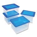 Office & Office Supplies | Storex 61508U04C 13.9 in. x 18.3 in. x 10.6 in. Letter/Legal Files Tote with Comfort Edges - Blue/Clear (4/Carton) image number 1