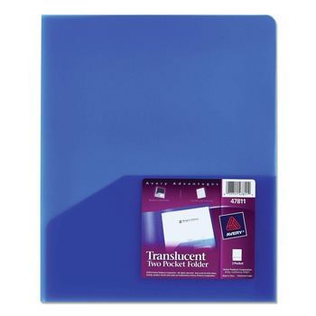 Avery 20-Sheet Capacity 11 in. x 8.5 in. Plastic Two-Pocket Folder - Translucent Blue
